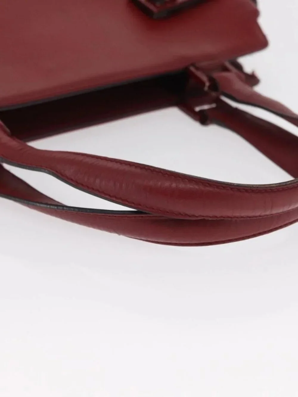 Salvatore Ferragamo Gancini Wanda Hand Bag Leather Red Silver Auth am10521